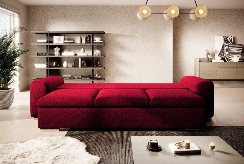 Canapea extensibilă cu ladă de depozitare Maxine Roșu 260x105 cm