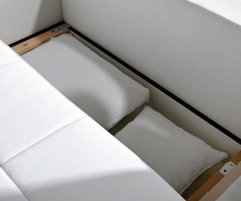 Canapea extensibilă cu ladă de depozitare Marbela Bej XXL 295x100 cm cu taburet inclus