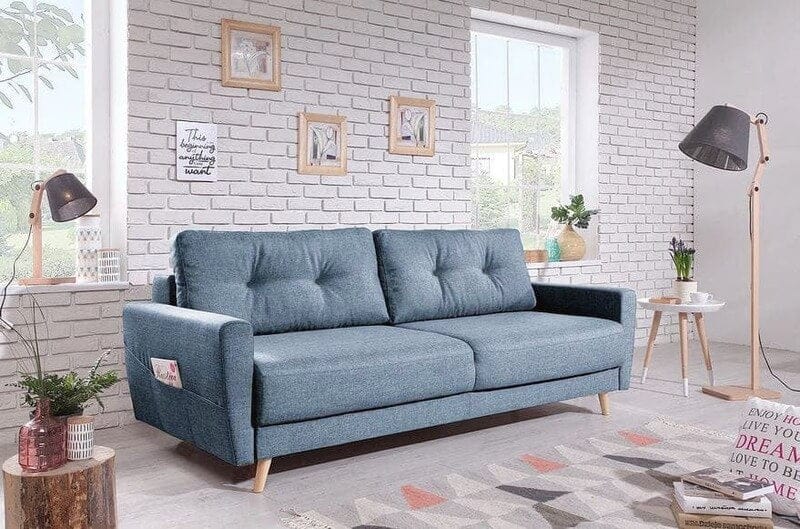 Canapea extensibilă cu ladă de depozitare Summer Blue 220x100 cm