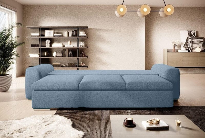 Canapea extensibilă cu ladă de depozitare Maxine Albastru Marin 260x105 cm