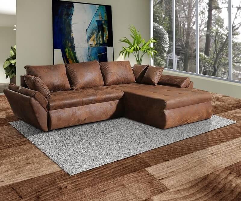 Colțar extensibil cu ladă de depozitare Loana Brown 275x185 cm | Dumonde Furniture & Deco Concept.