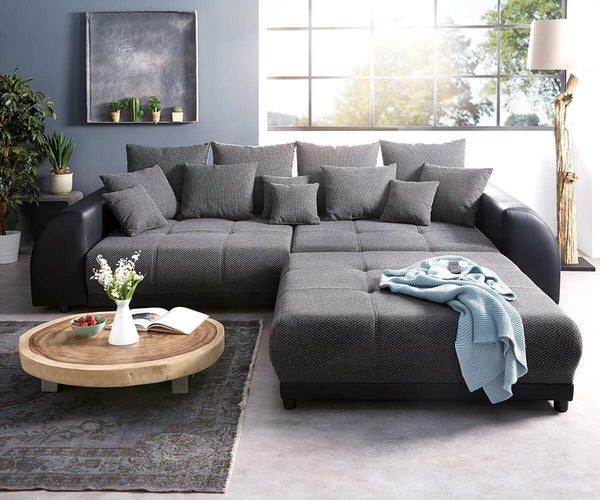 Canapea extensibilă cu 2 lăzi de depozitare Big Sofa Verona Dark Grey 310x100 cm cu taburet inclus