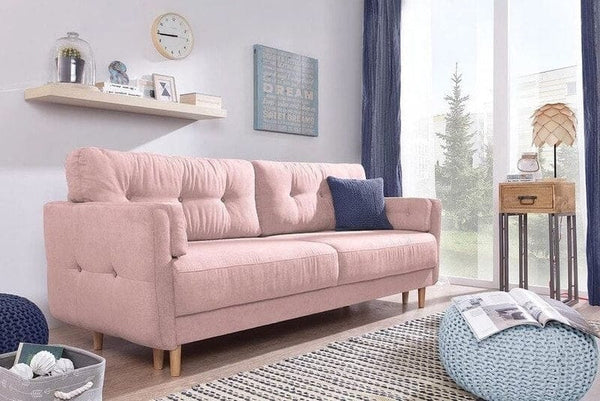 Canapea extensibila cu lada de depozitare Palermo NEW Pink 220x100 cm | Dumonde Furniture & Deco Concept.