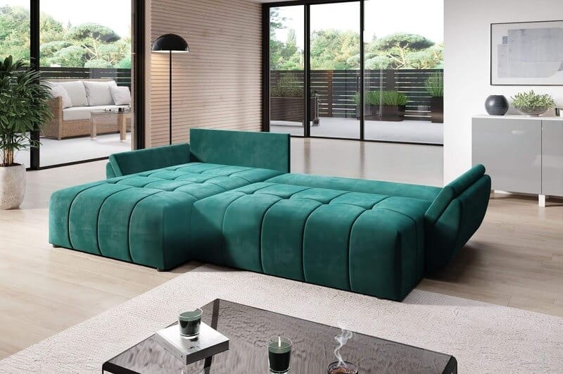 Colțar extensibil cu ladă de depozitare Berlin Grey 280x185 cm | Dumonde Furniture & Deco Concept.