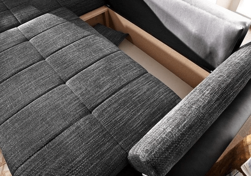 Colțar extensibil cu ladă de depozitare Loana Black II 275x185 cm | Dumonde Furniture & Deco Concept.