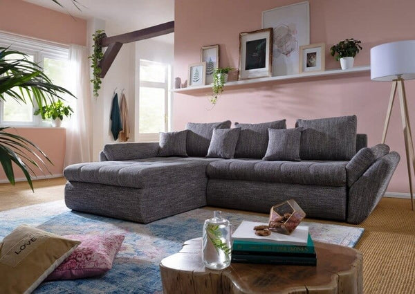 Colțar extensibil cu ladă de depozitare Loana Grey Mat 275x185 cm | Dumonde Furniture & Deco Concept.