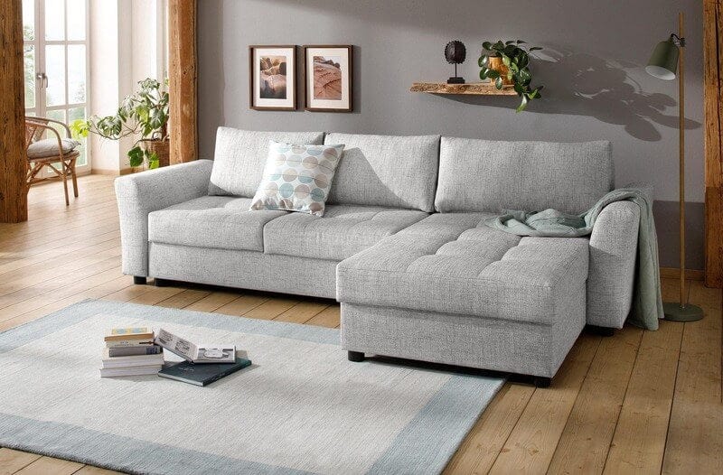 Colțar extensibil cu ladă de depozitare Leon Grey 280x170 cm | Dumonde Furniture & Deco Concept.
