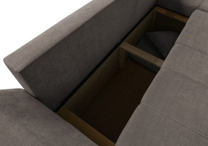 Colțar extensibil cu ladă de depozitare Loana Kaki 275x185 cm | Dumonde Furniture & Deco Concept.