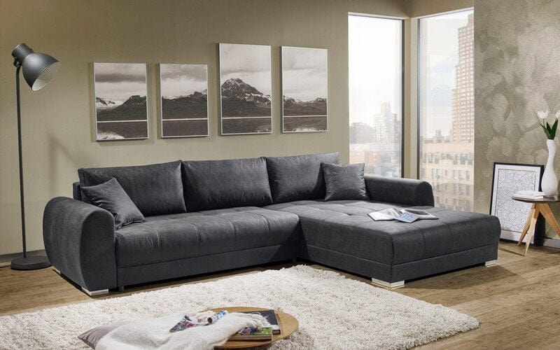 Colțar extensibil cu ladă de depozitare Montego Antracit 300x185cm | Dumonde Furniture & Deco Concept.