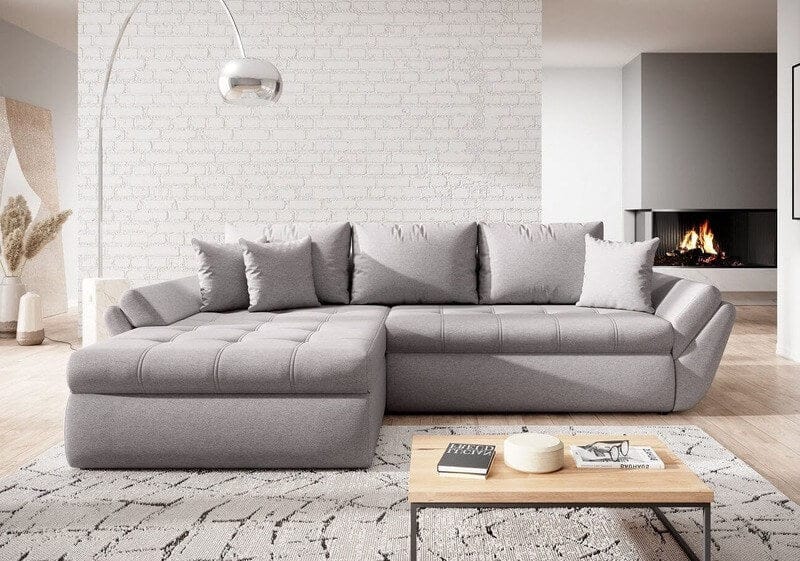 Colțar extensibil cu ladă de depozitare Loana Grey II 275x185 cm | Dumonde Furniture & Deco Concept.