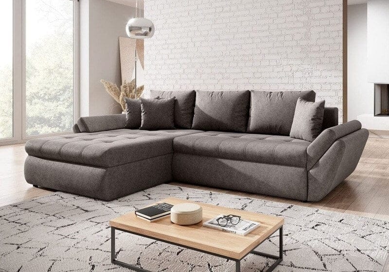 Colțar extensibil cu ladă de depozitare Loana Kaki II 275x185 cm | Dumonde Furniture & Deco Concept.