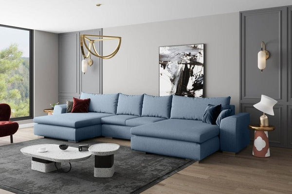 Colțar extensibil cu ladă de depozitare Maxine Blue Vibrance 450x180 cm | Dumonde Furniture & Deco Concept.