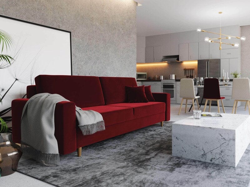 Canapea extensibilă cu ladă de depozitare Solo Red Lips 220x100 cm | Dumonde Furniture & Deco Concept.