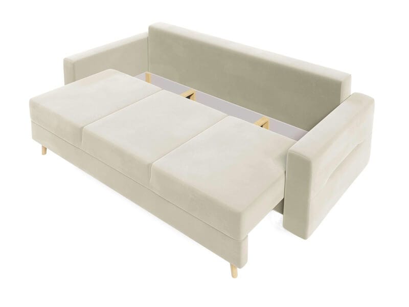 Canapea extensibilă cu ladă de depozitare Bergen Creme Vibration 220x100 cm | Dumonde Furniture & Deco Concept.