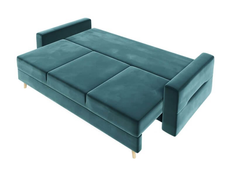 Canapea extensibilă cu ladă de depozitare Bergen Green Intense 220x100 cm | Dumonde Furniture & Deco Concept.