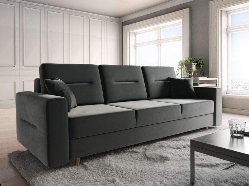 Canapea extensibilă cu ladă de depozitare Bergen Grey Love 220x100 cm | Dumonde Furniture & Deco Concept.