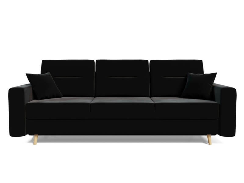 Canapea extensibilă cu ladă de depozitare Bergen Black Dance 220x100 cm | Dumonde Furniture & Deco Concept.