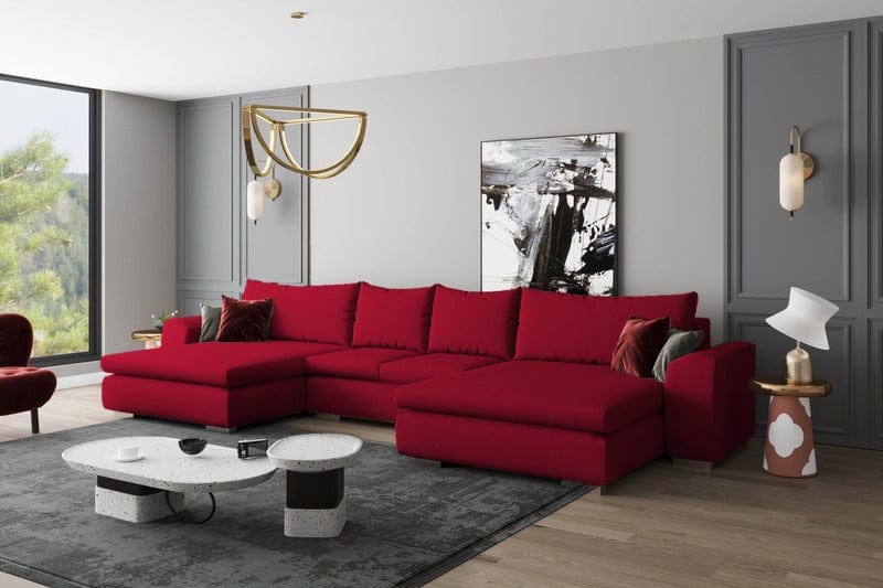 Colțar extensibil cu ladă de depozitare Maxine Red Dance 450x180 cm | Dumonde Furniture & Deco Concept.