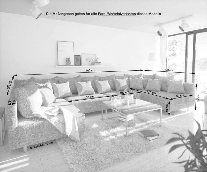 Colțar modular U XXL cu taburet inclus Justin Brown 400x185 cm | Dumonde Furniture & Deco Concept.