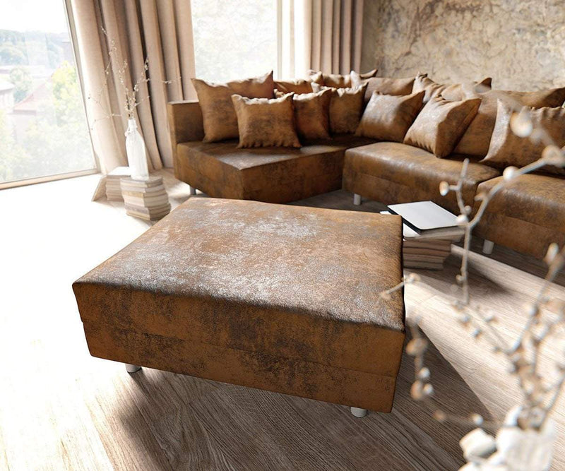 Colțar modular U XXL cu taburet inclus Justin Brown 400x185 cm | Dumonde Furniture & Deco Concept.