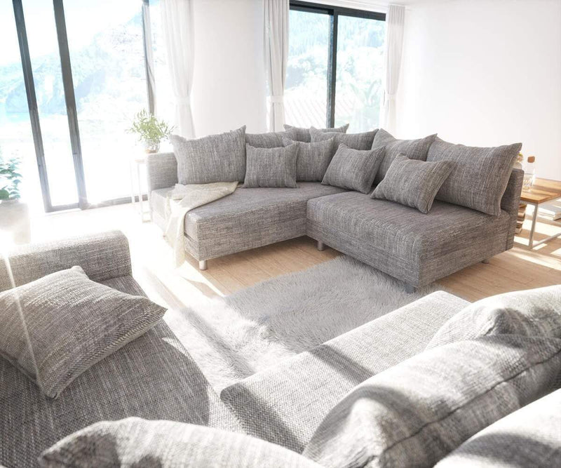 Colțar U XXL cu taburet inclus Justin Grey 400x200 cm | Dumonde Furniture & Deco Concept.