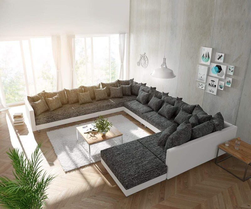 Colțar modular U cu taburet XXXL Justin 400x370 cm | Dumonde Furniture & Deco Concept.
