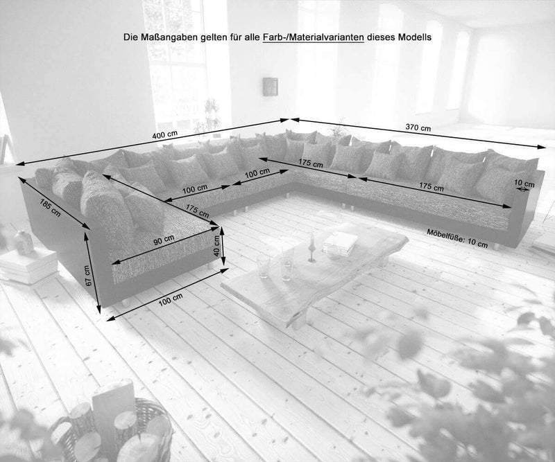 Colțar modular U cu taburet XXXL Justin 400x370 cm | Dumonde Furniture & Deco Concept.