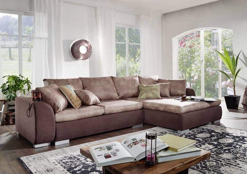 Colțar extensibil cu ladă de depozitare Maxine Bej 330x180 cm | Dumonde Furniture & Deco Concept.