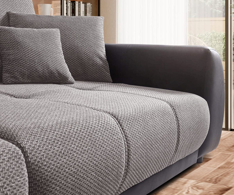 Canapea extensibilă cu 2 lazi de depozitare Big Sofa Verona Dark Grey 305x110 cm cu taburet inclus | Dumonde Furniture & Deco Concept.