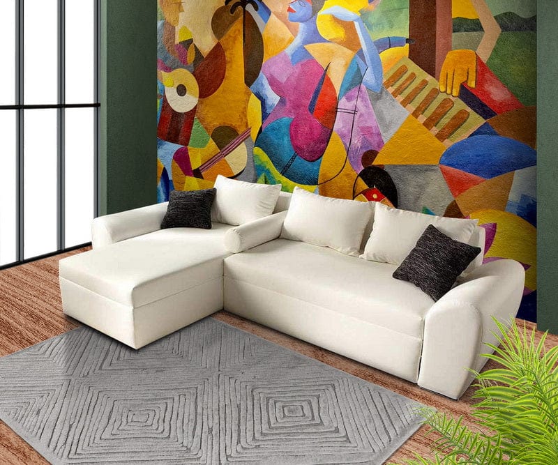Colțar extensibil cu ladă de depozitare Elitte White 260x160 cm | Dumonde Furniture & Deco Concept.