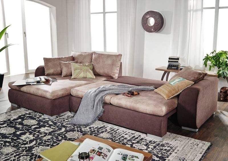 Colțar extensibil cu ladă de depozitare Maxine Bej 330x180 cm | Dumonde Furniture & Deco Concept.