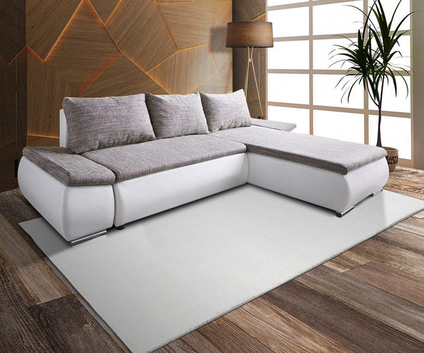 Colțar extensibil cu ladă de depozitare Rene White 260x175 cm | Dumonde Furniture & Deco Concept.
