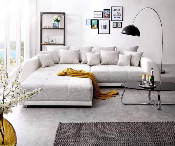Canapea extensibilă cu 2 lazi de depozitare Big Sofa Verona 305x110 cm cu taburet inclus | Dumonde Furniture & Deco Concept.