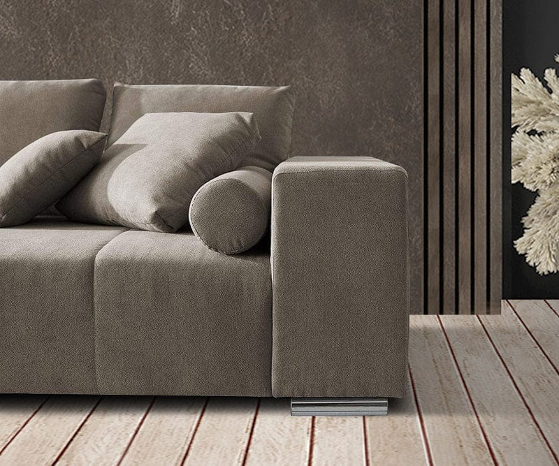 Canapea extensibilă cu ladă de depozitare Marbela Bej XXL 290x110 cm cu taburet inclus | Dumonde Furniture & Deco Concept.