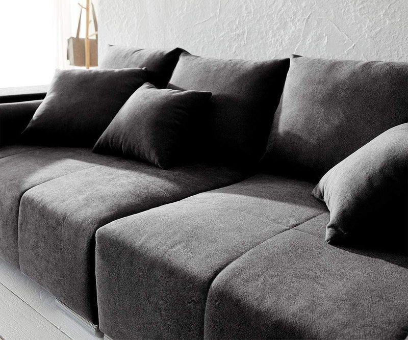 Canapea extensibilă cu ladă de depozitare Marbela Dark XXL 290x110 cm cu taburet inclus | Dumonde Furniture & Deco Concept.