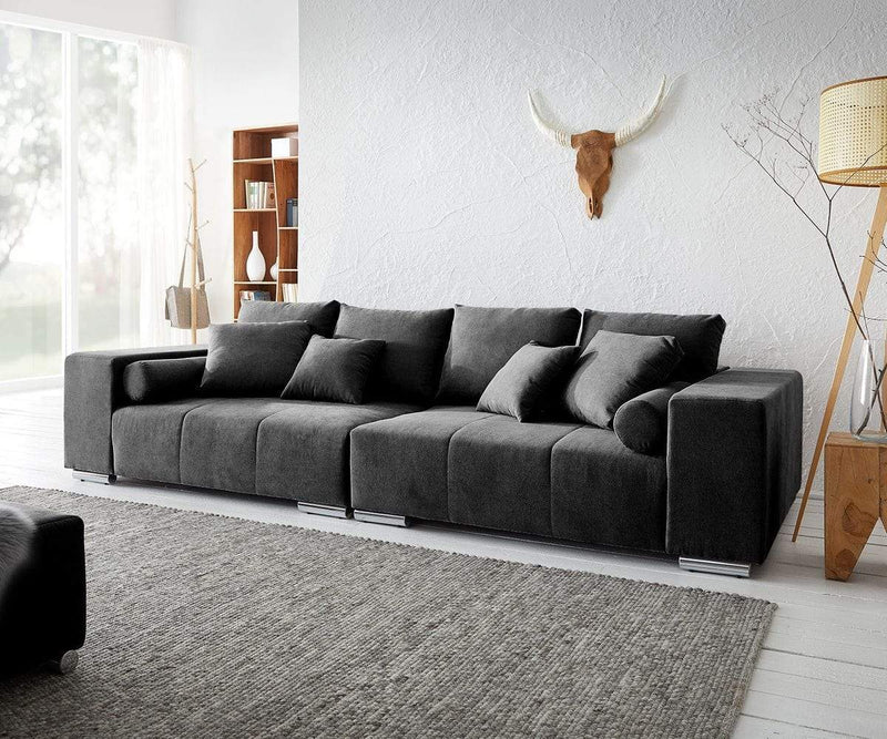 Canapea extensibilă cu ladă de depozitare Marbela Dark XXL 290x110 cm cu taburet inclus | Dumonde Furniture & Deco Concept.