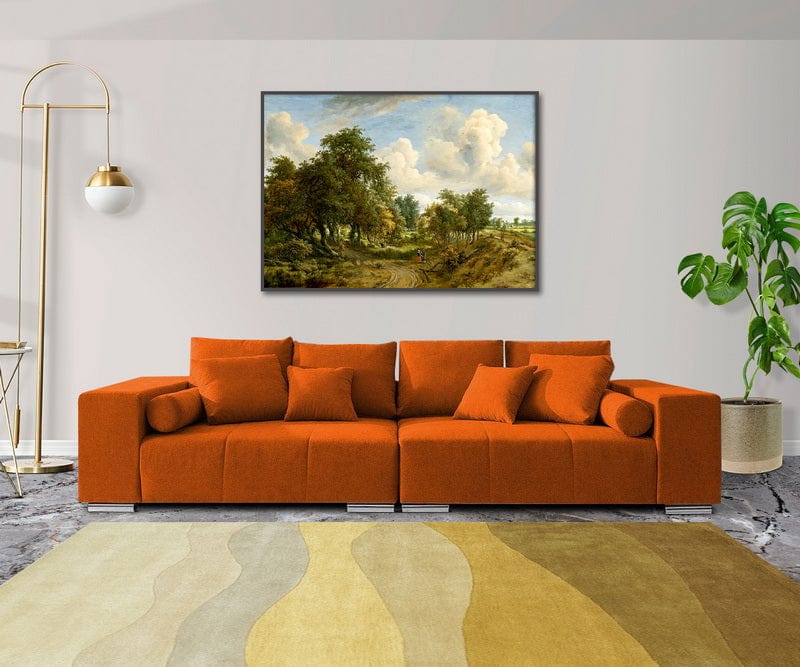 Canapea extensibilă cu ladă de depozitare Marbela Orange XXL 295x100 cm