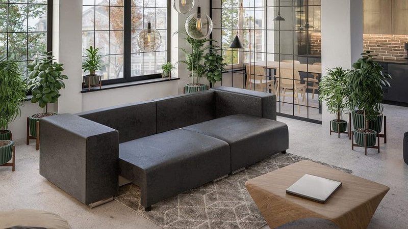 Canapea extensibila cu lada de depozitare Marbela Bej XXL 290x110 cm | Dumonde Furniture & Deco Concept.