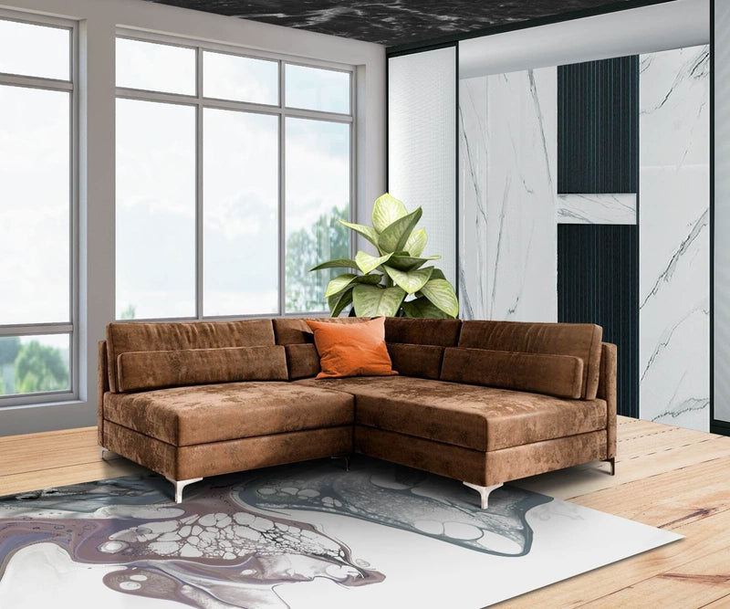 Colțar modular Julio Brown 200x185 cm | Dumonde Furniture & Deco Concept.