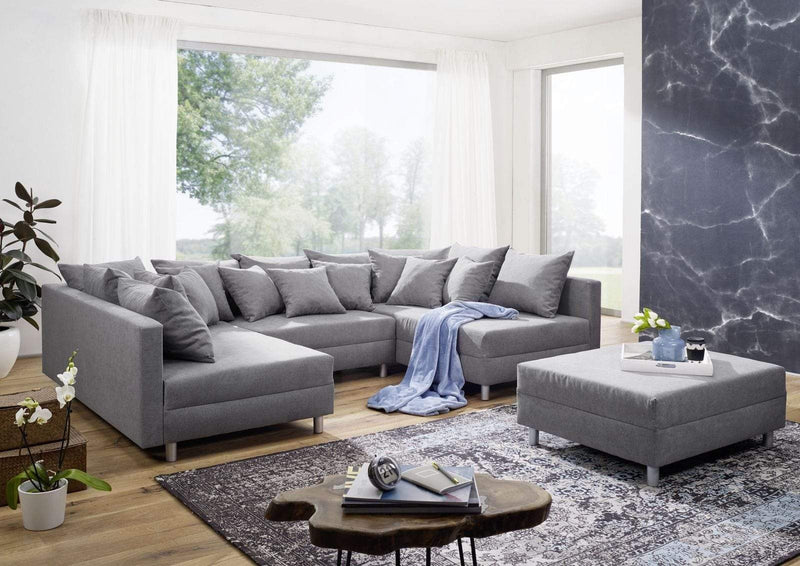 Colțar extensibil Justin XXL U Gri 300x185 cm | Dumonde Furniture & Deco Concept.