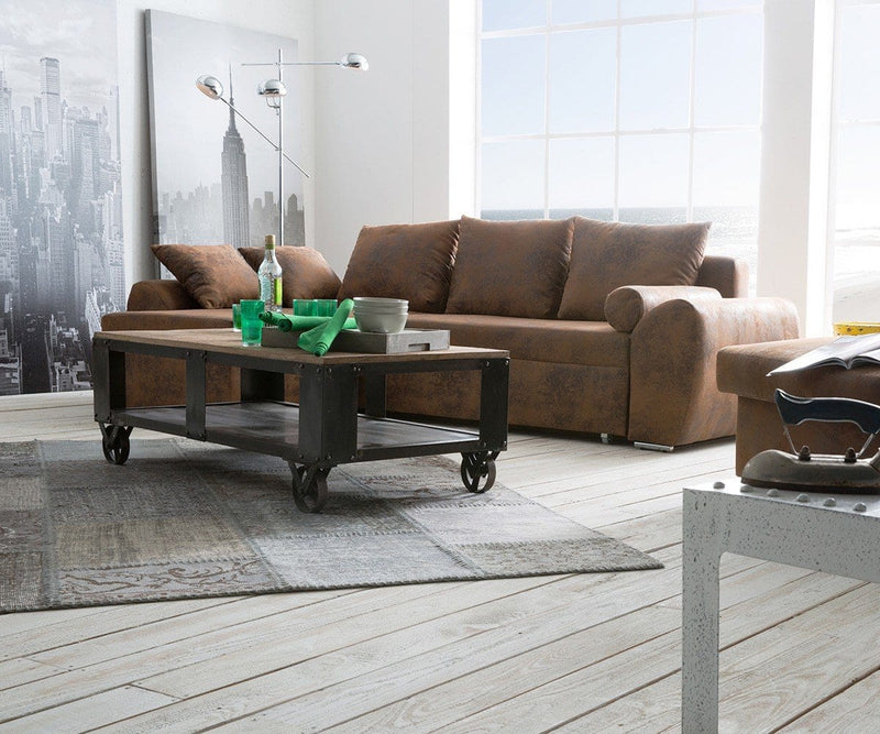 Colțar extensibil cu ladă de depozitare Elitte Brown 260x160 cm | Dumonde Furniture & Deco Concept.