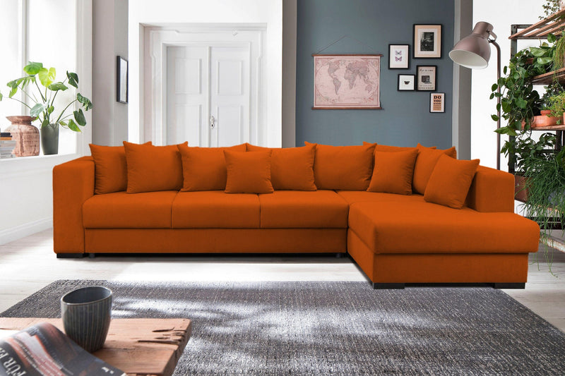 Colțar extensibil cu ladă de depozitare Gloria Orange 325x195 cm | Dumonde Furniture & Deco Concept.
