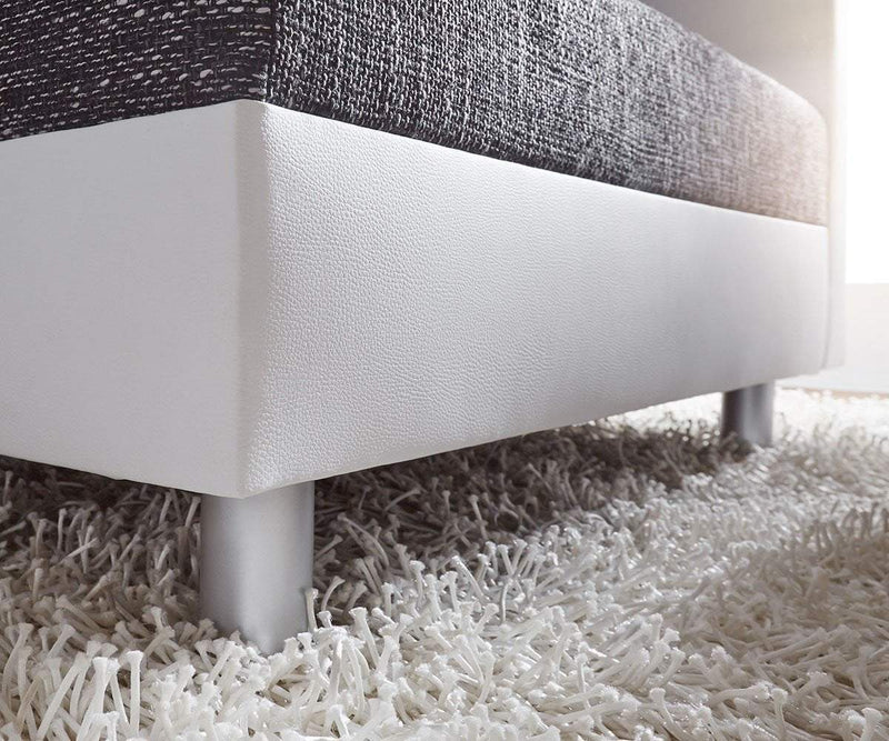 Colțar modular cu taburet inclus Justin L Grey White 200x185 cm | Dumonde Furniture & Deco Concept.