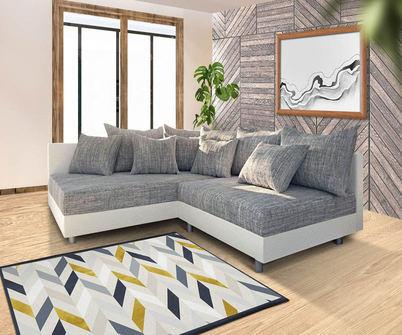 Colțar modular cu taburet inclus Justin L Grey White 200x185 cm | Dumonde Furniture & Deco Concept.