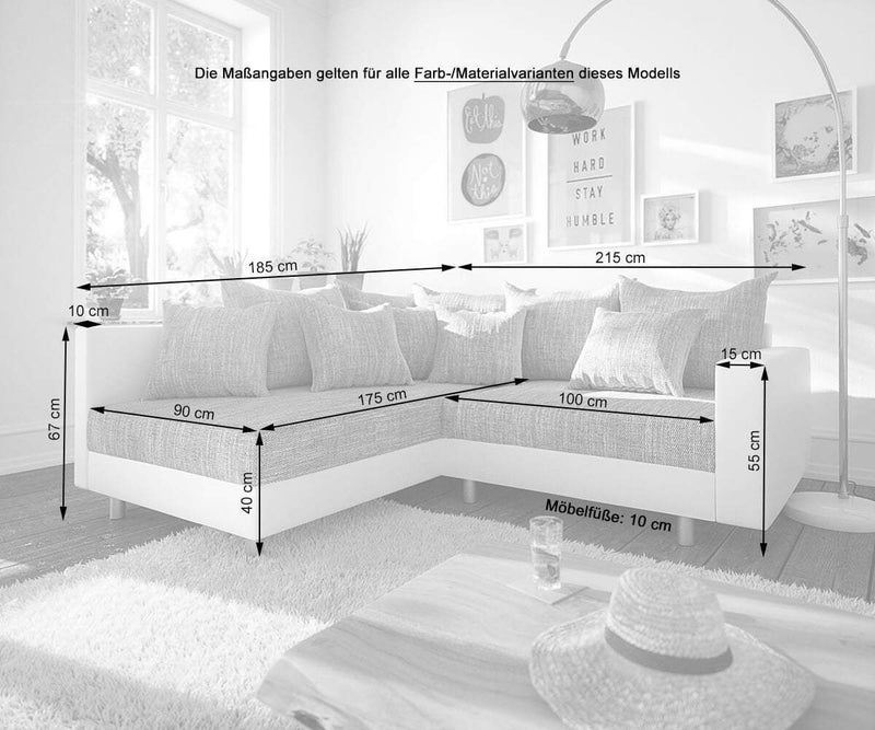 Colțar modular cu taburet inclus Justin L Grey White 215x185 cm | Dumonde Furniture & Deco Concept.