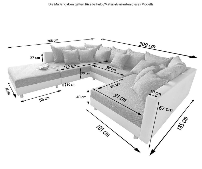 Colțar modular cu taburet inclus Justin Grey 300x185 cm | Dumonde Furniture & Deco Concept.