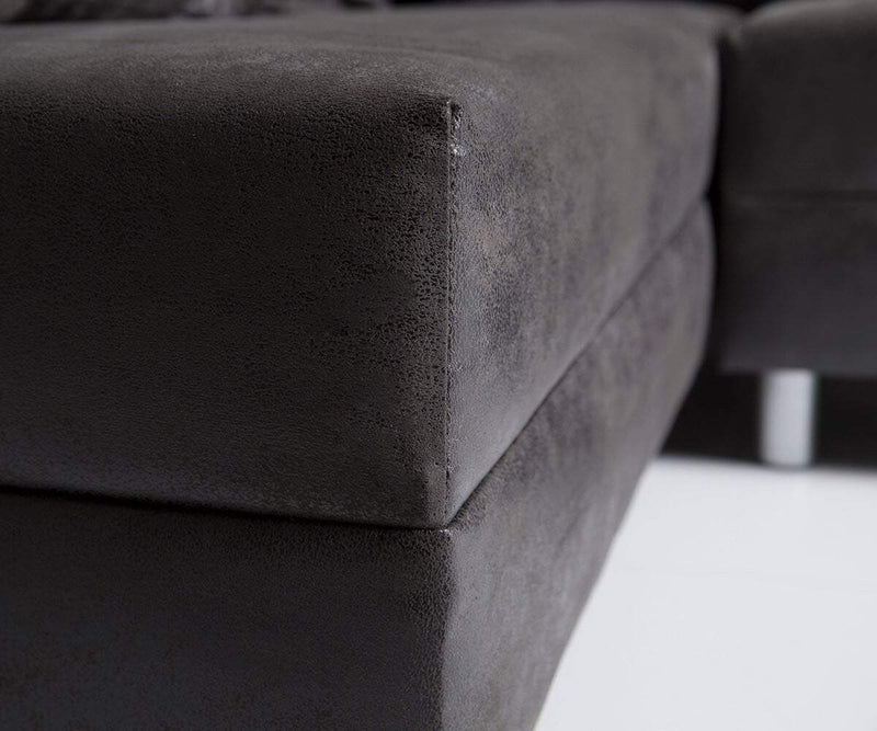 Colțar modular cu taburet inclus Justin L Antracit 200x200 cm | Dumonde Furniture & Deco Concept.