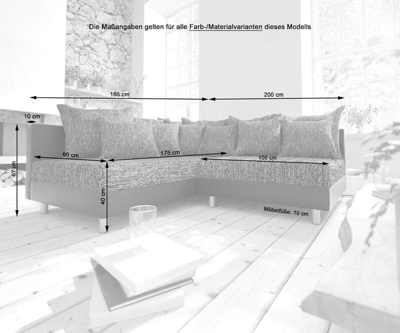 Colțar modular cu taburet inclus Justin L Black 200x200 cm | Dumonde Furniture & Deco Concept.
