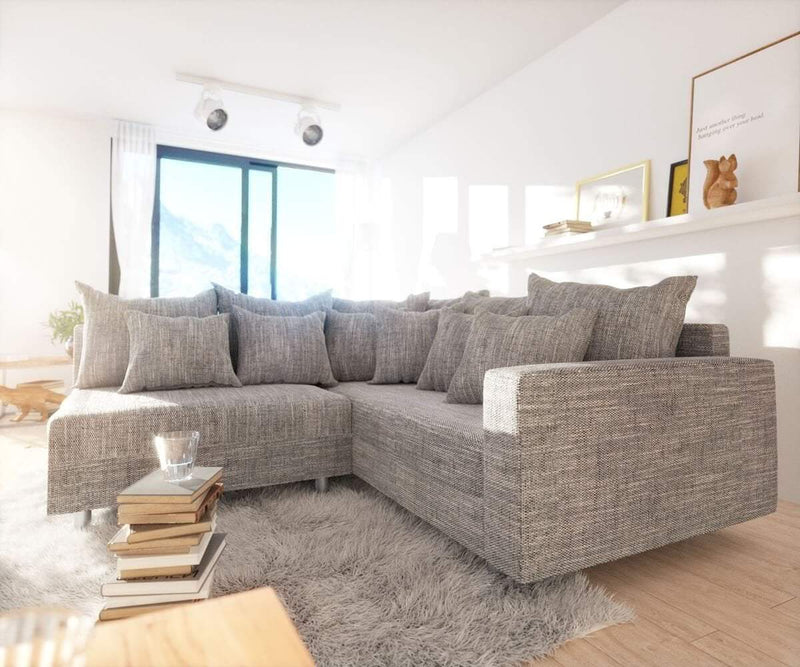Colțar modular cu taburet inclus Justin L Gri 200x200 cm | Dumonde Furniture & Deco Concept.