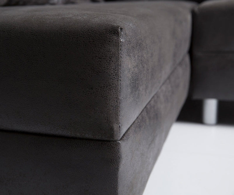 Colțar modular cu taburet inclus Justin Antracit 300x200 cm | Dumonde Furniture & Deco Concept.